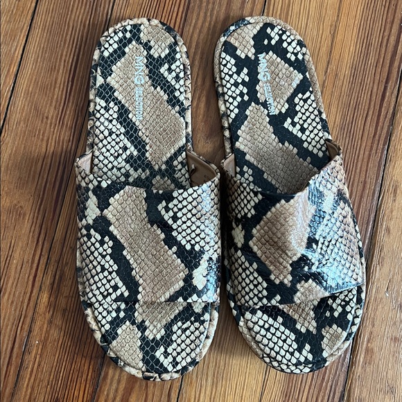 Mango Clasic Neutral Snakeskin Print Leather Slide Sandals - EU 39 / US 8.5 - Picture 4 of 8